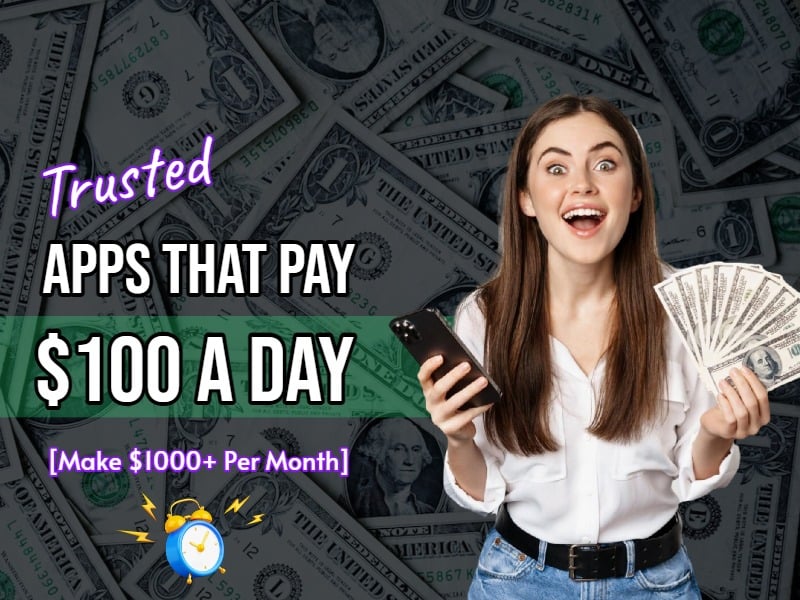 Read more about the article 25 Trusted Apps that Pay $100 a Day [Make $1000+ Per Month]